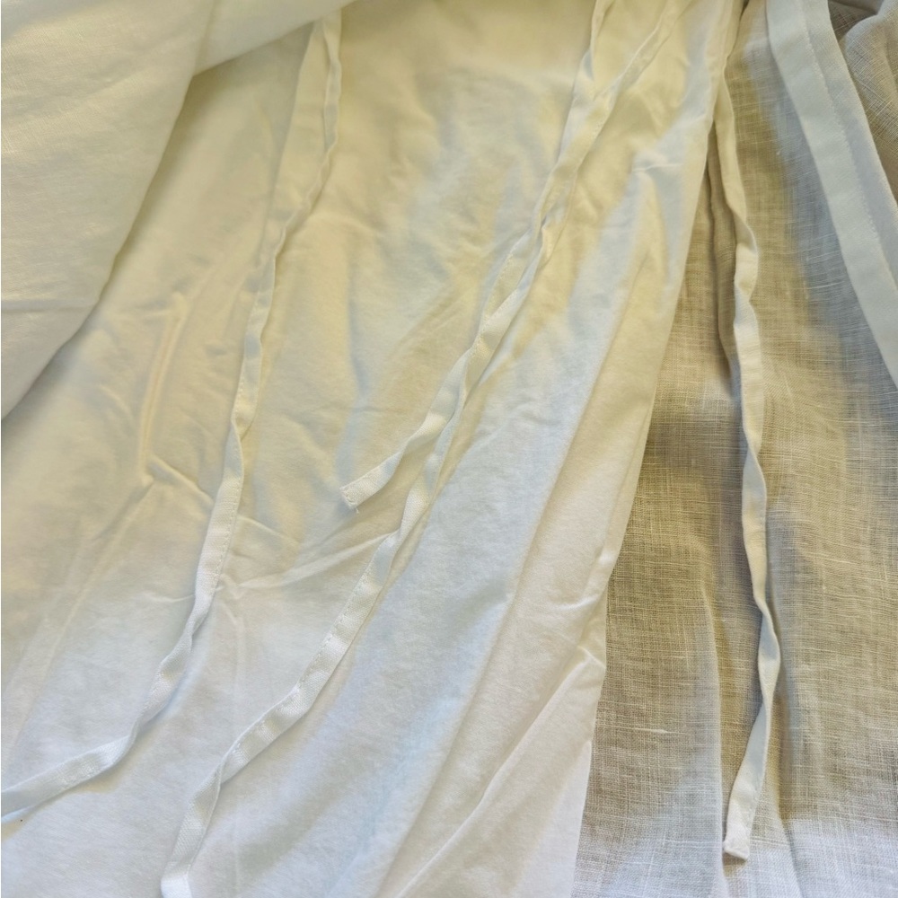 $400 NWT EILEEN FISHER White  Handkerchief w/ Ties Linen Scoop Neck Dress XL - Picture 7 of 15
